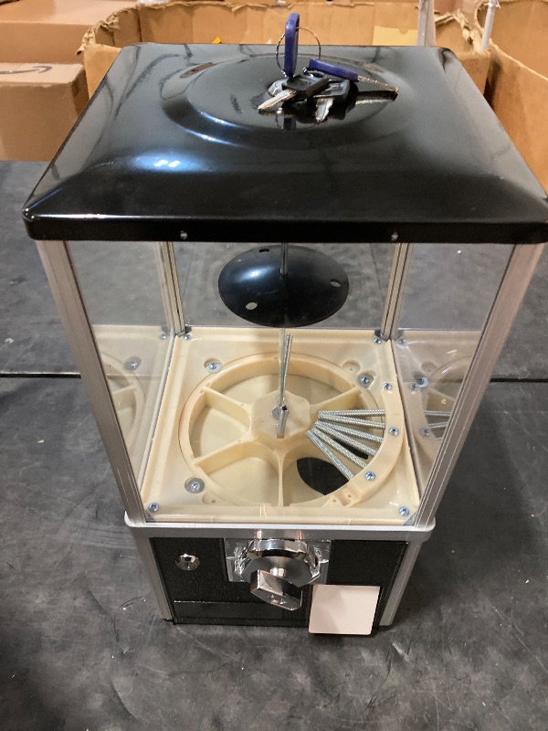 Photo 1 of 25 Cents Coin Operated Vending Machine, Commercial Gumball Machine, Toy Capsule, Vending Machine, Dispenser Prize Machine, Candy Machine Dispenser for Small Candy, Nuts, Feed (Black)