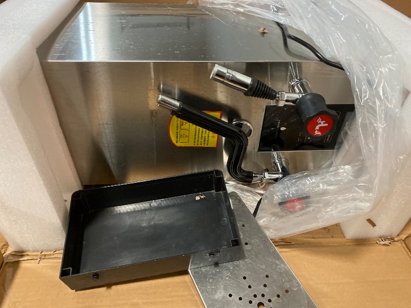 Photo 1 of Commercial Milk Frother, 12L Full-Automatic Steam Boiling Water Frothing Machine, Electric Steam Milk Foam Maker with LCD Display for Espresso Coffee Tea Shop Dessert Shop Hotel Milk (White)