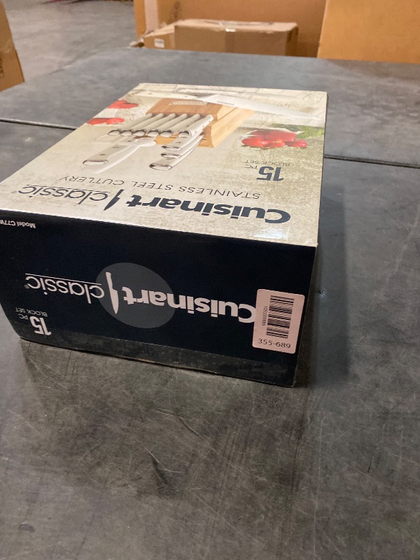 Photo 1 of Cuisinart 15-Piece Knife Set with Block, High Carbon Stainless Steel, Forged Triple Rivet, White, C77WTR-15P