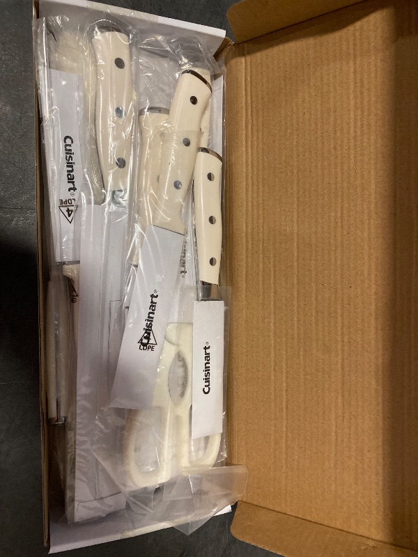 Photo 1 of Cuisinart 15-Piece Knife Set with Block, High Carbon Stainless Steel, Forged Triple Rivet, White, C77WTR-15P