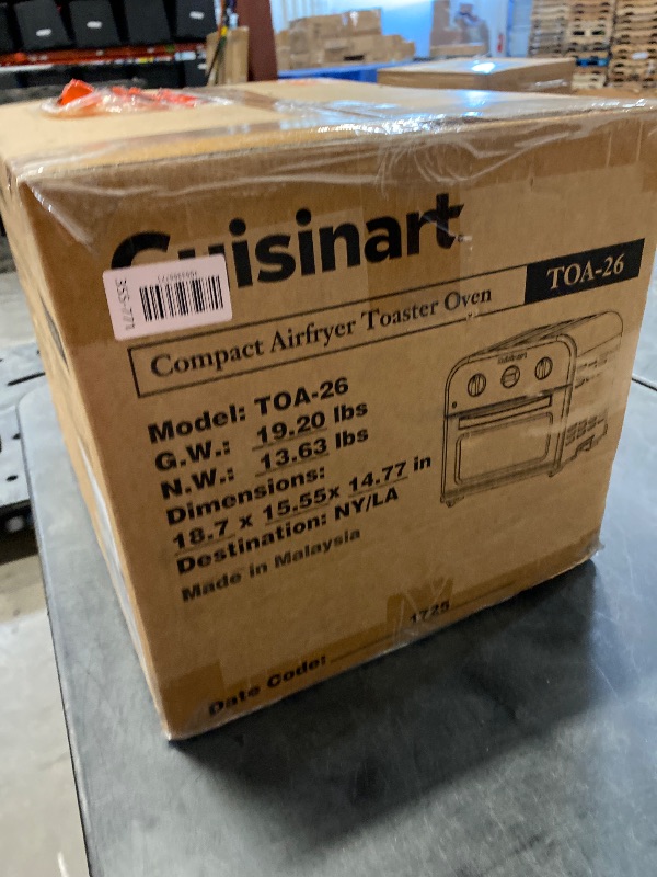 Photo 1 of Cuisinart Compact Air Fryer Toaster Oven, Stainless Steel Fryer with 6-in-1 Functions, Adjustable Temperature, Includes Oven Rack, Baking Pan and Air Fry Basket, TOA-26