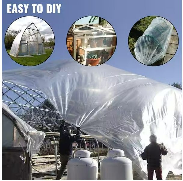 Photo 1 of Greenhouse Film 16 ft. x 28 ft. 6 ml Polyethylene UV Resistant Greenhouse Clear Plastic for Agriculture