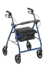 Photo 1 of Drive Medical Aluminum Rollator Rolling Walker with Fold Up and Removable Back Support and Padded Seat, Blue

