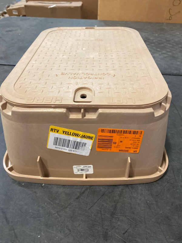 Photo 1 of 14 in. X 19 in. Rectangular Standard Series Valve Box Extension & Cover, 6-3/4 in. Height, Sand Box, Sand ICV Cover
