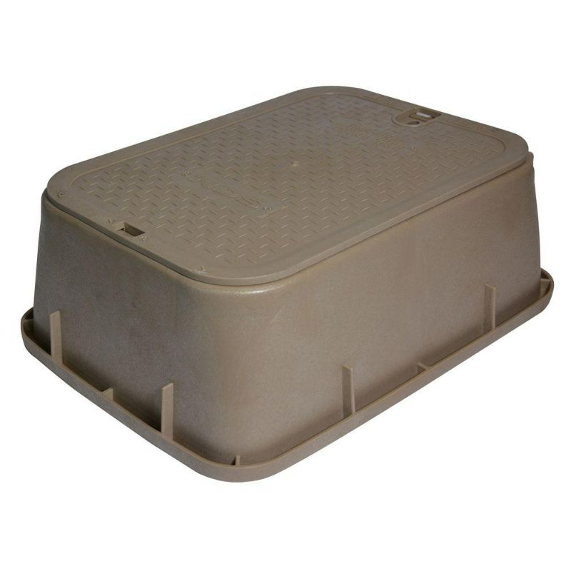 Photo 1 of 14 in. X 19 in. Rectangular Standard Series Valve Box Extension & Cover, 6-3/4 in. Height, Sand Box, Sand ICV Cover
