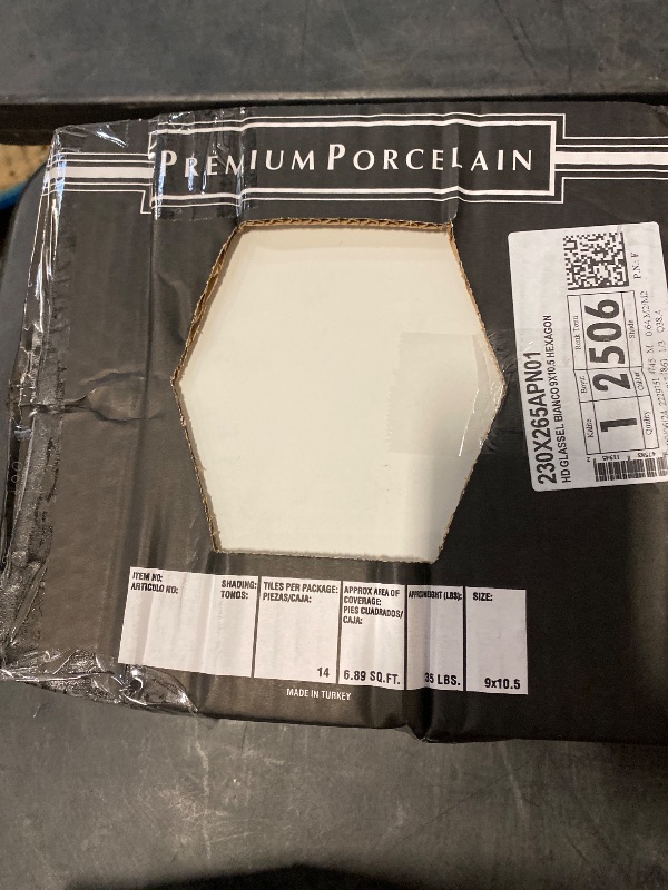 Photo 1 of  14 pc Glassel Bianco Hexagon 9 in. x 10 in. Matte Porcelain Floor and Wall Tile (6.89 sq. ft./Case)
