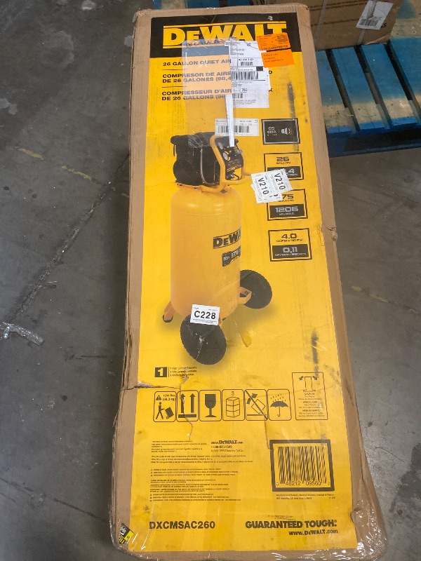 Photo 1 of DEWALT 26 Gallon Quiet Portable Air Compressor (DXCMSAC260)