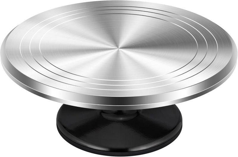 Photo 1 of Aluminium Alloy Revolving Cake Stand 12 Inch Rotating Cake Turntable for Cake, Cupcake Decorating Supplies