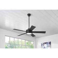 Photo 1 of Baxtan 56 in. Indoor Matte Black Ceiling Fan with Warm White Integrated LED with Remote Included