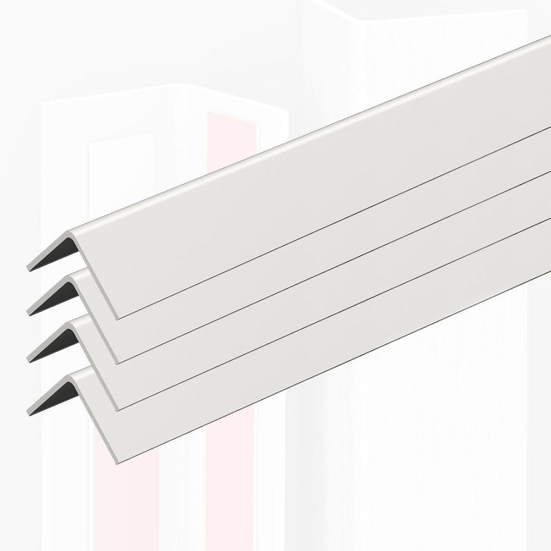 Photo 1 of 4 Pack Plastic PVC Corner 90 Degree Angle Trim Wall Edge Protector White Beige Grey Self Adhesive for Inside Outside Stair Steps Edging Drywall Corner Molding Strips Blue Color 64inch