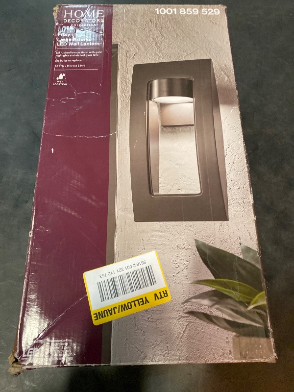 Photo 1 of Frolynn 16 in. 1-Light Oil Rubbed Bronze with Gold Highlights Integrated LED Outdoor Wall Light Sconce w/ Etched Glass