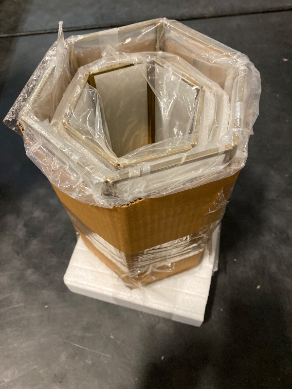 Photo 1 of Cosmopolitan Glass Decorative Candle Lantern with Metal Plate, Set of 3 6", 8", 10"H, Gold