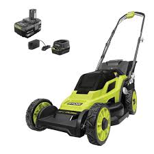 Photo 1 of ONE+ 18V 13 in. Cordless Battery Walk Behind Push Lawn Mower with 4.0 Ah Battery and Charger