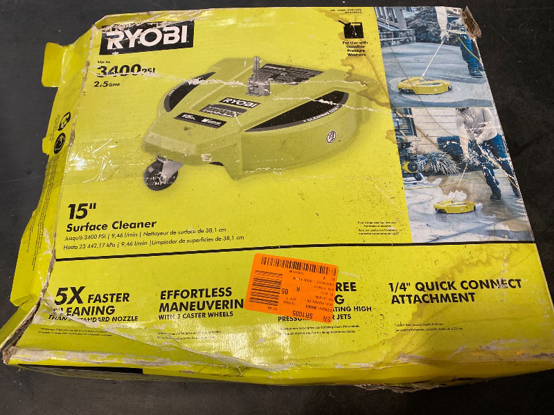 Photo 1 of 15 in. 3400 PSI Gas Pressure Washer Surface Cleaner with Caster Wheels