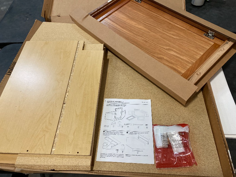 View 2 of Hampton 36 in. W x 24 in. D x 34.5 in. H Partially Assembled Corner Sink Base Cabinet in Medium Oak