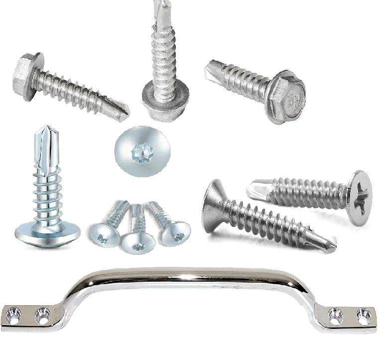 Photo 1 of 13" Chrome-Plated Steel Grab Handle + # 4Pcs. Sheet Metal Screws + 8 Pcs. #8 x 3/4" Hex Washer Head Self-Drilling + 6 Pcs. #10 x 3/4" Trailer Screws Self Tapping