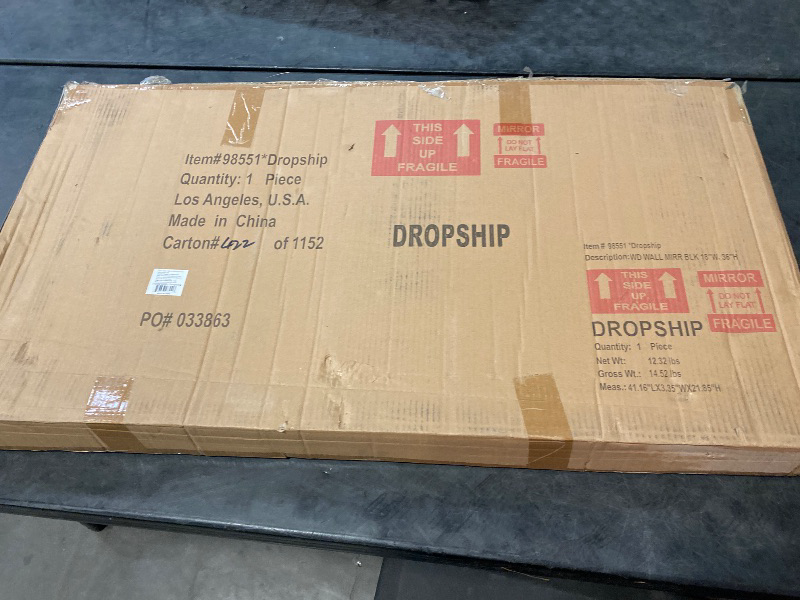 Photo 1 of Elegant Decor Monet Home Office Decorative Rectangle Framed Wall Mirror, 18" L x 36" H - Black