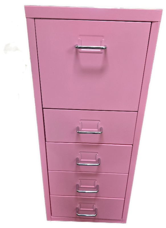 Photo 1 of 5-Drawer File Cabinet, Metal Mobile File Cabinet with Wheels, Filing Cabinet Under Desk for Home/Office (Size:11.02" L x 16.1" W x 27.2" H,Color:Pink)