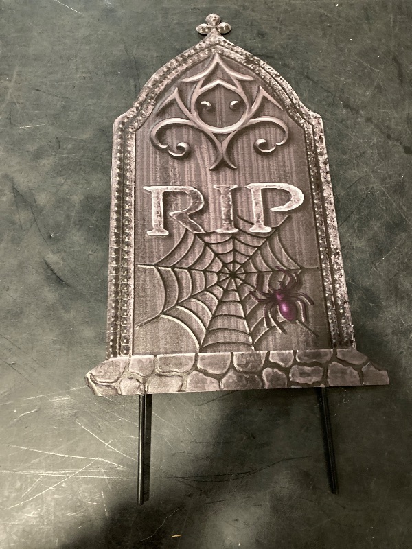Photo 1 of 24" Grave and Bones Metal Tombstone