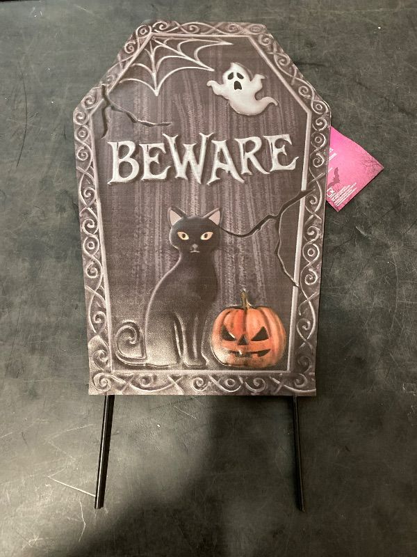 Photo 1 of 24 in. Tombstones Halloween Yard Stake Beware