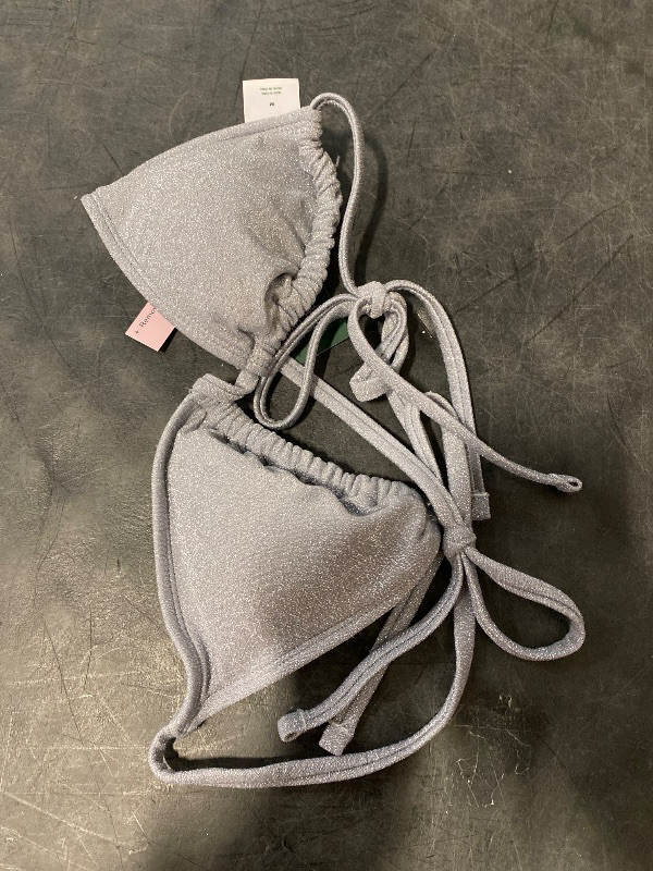 Photo 1 of M Women's Sparkle Medium Coverage Triangle Bikini Top Silver