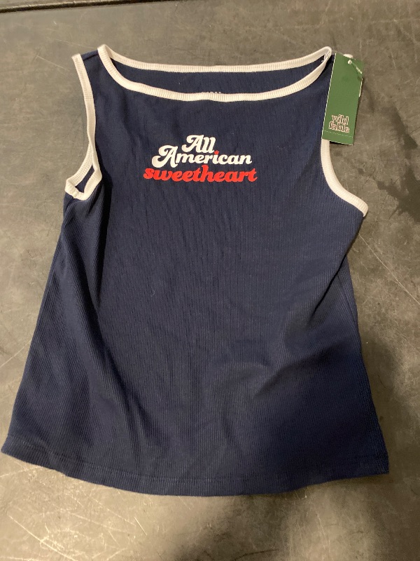 Photo 1 of M Women's Boat Neck Graphic Tank Top Navy Blue