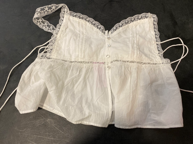 View 2 of L Women’s Lace Trim Babydoll Flyaway Tanks Top