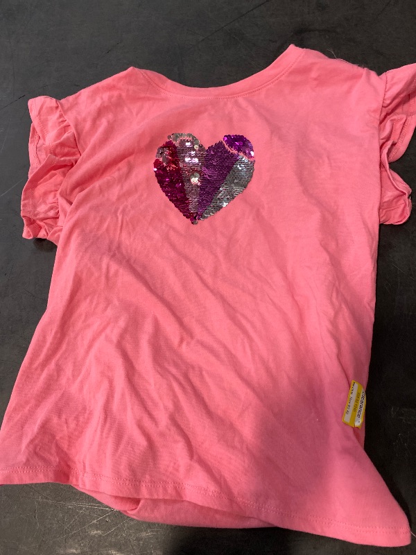 View 2 of L Girls' Short Sleeve 'Heart' Flip Sequin T-Shirt Pink