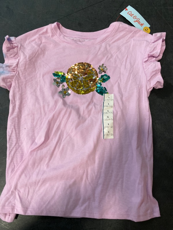 Photo 1 of L Girls' Short Sleeve 'Lemon' Flip Sequin T-Shirt Light Purple