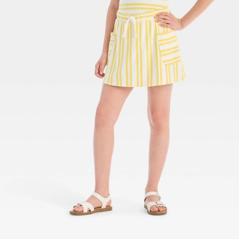 Photo 1 of L Girls' Knit Terry 'Striped' Skort Yellow