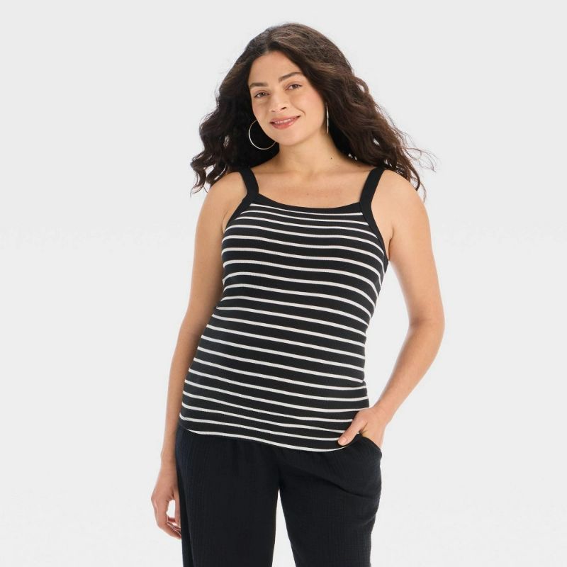 Photo 1 of S Ribbed Maternity Tank Top Black Striped