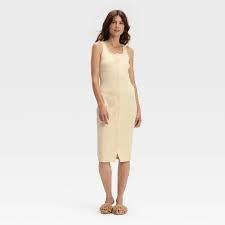 Photo 1 of M Women's Knit Button-Front Midi Dress Cream