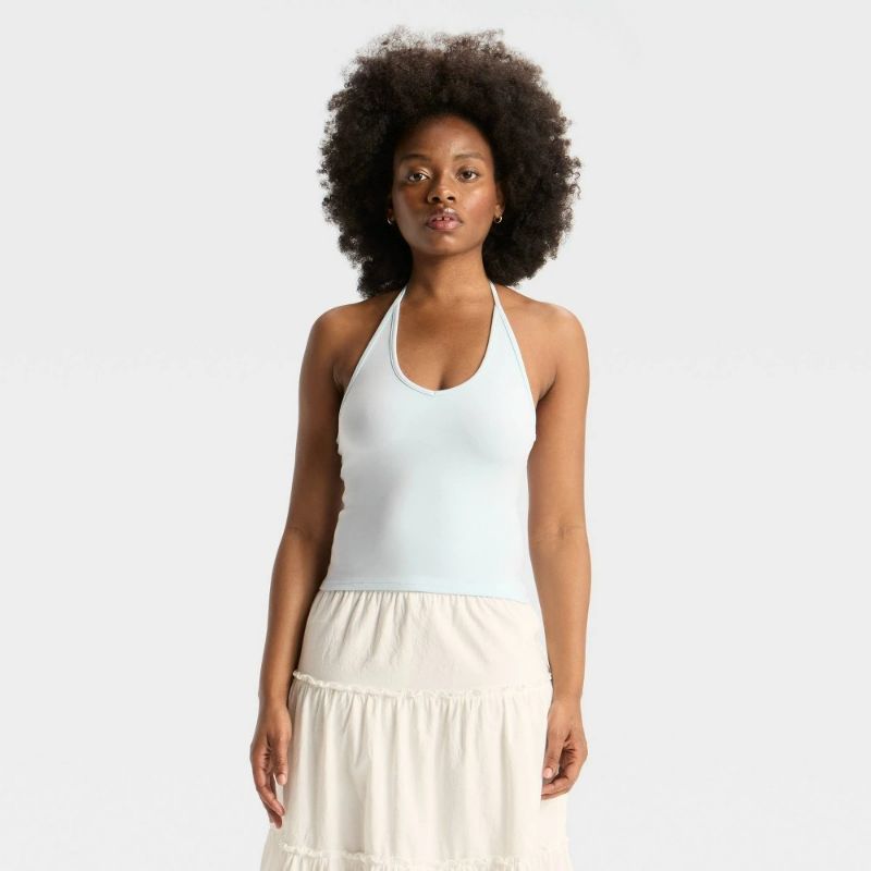 Photo 1 of M Women's Interlock Halter Tank Top Light Blue