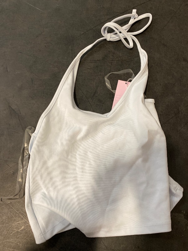 Photo 1 of M Women's Interlock Halter Tank Top Light Blue