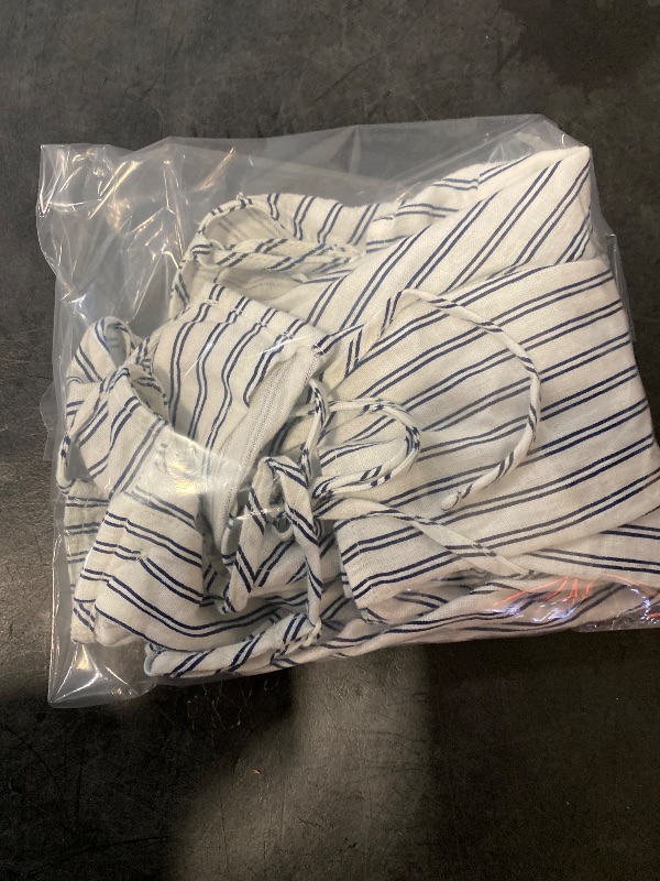 Photo 1 of S Women's Linen Blend Button Front Vest Navy Striped