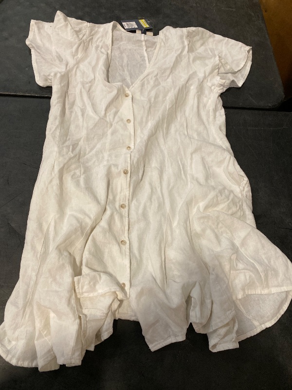 Photo 1 of L Women's Short Sleeve Button-Front Mini a-Line Dress