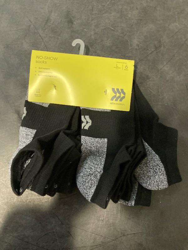 View 2 of L Boys' 6pk No Show Socks Black/Gray