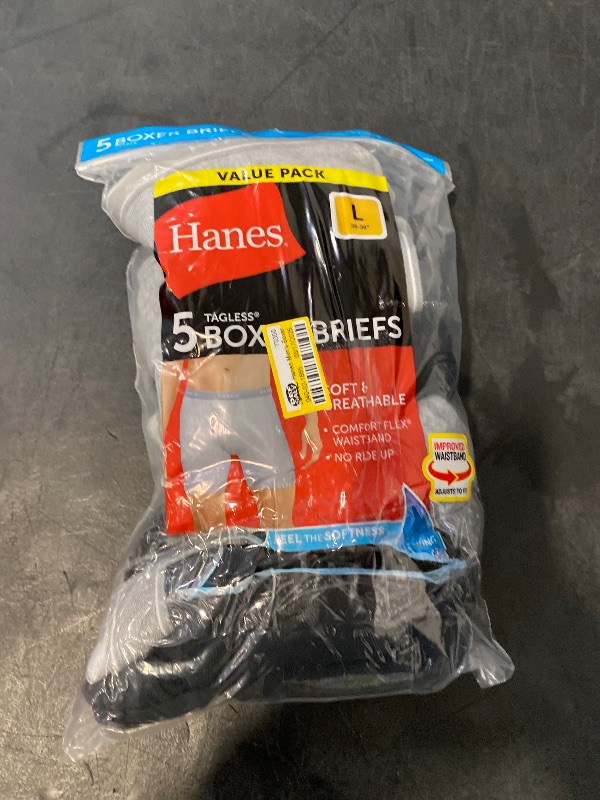 Photo 1 of (L) Hanes Men Hanes Boxer Briefs, Cool Dri Moisture-Wicking Underwear, Cotton No-Ride-up for Men, Multi-Packs Available