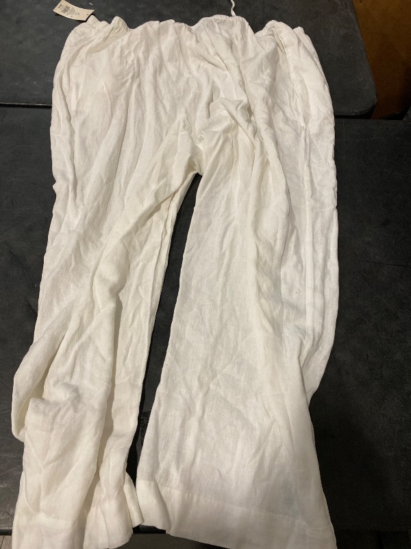 Photo 1 of 4X Women's Mid-Rise Wide Leg Linen Pull-on Pants White