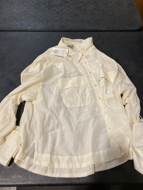 Photo 1 of L Women's Long Sleeve Button-Down Cropped Utility Shirt Cream