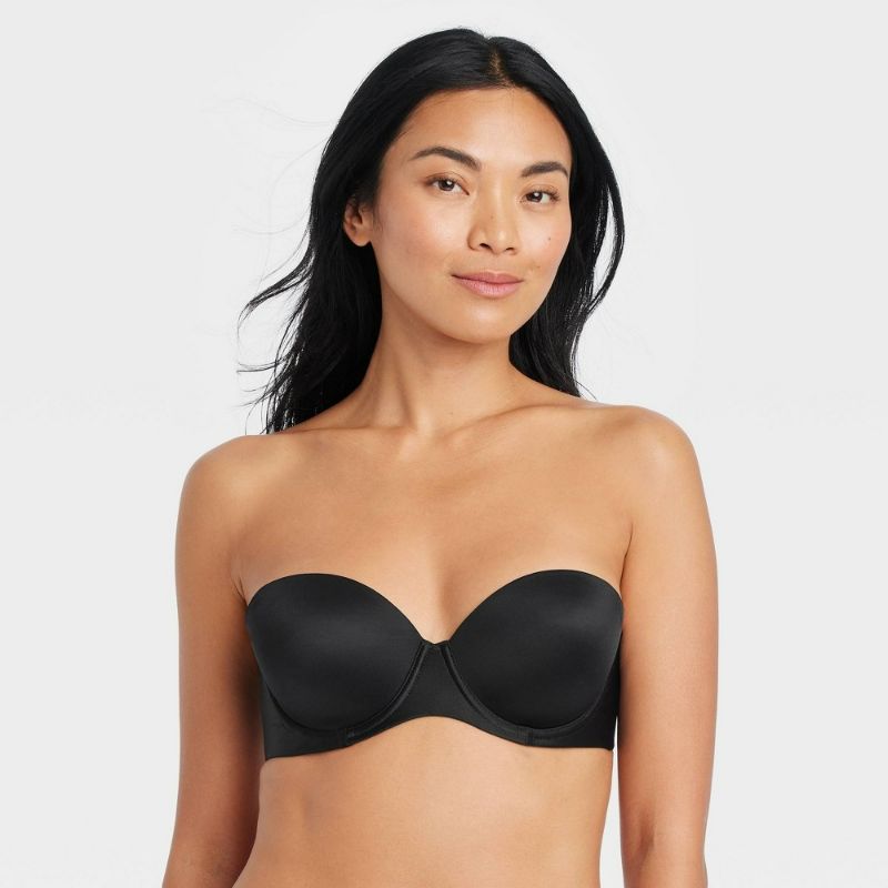 View 1 of 38DD Women's Lightly Lined Strapless Bra Black