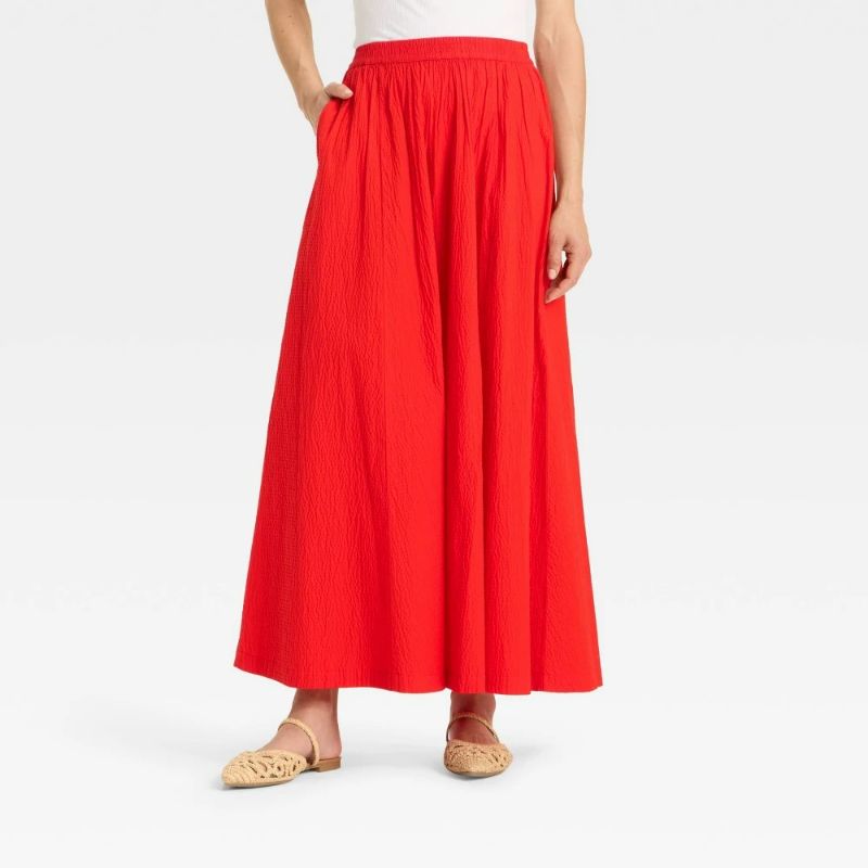 Photo 1 of L Women's Maxi Picnic a-Line Skirt Red