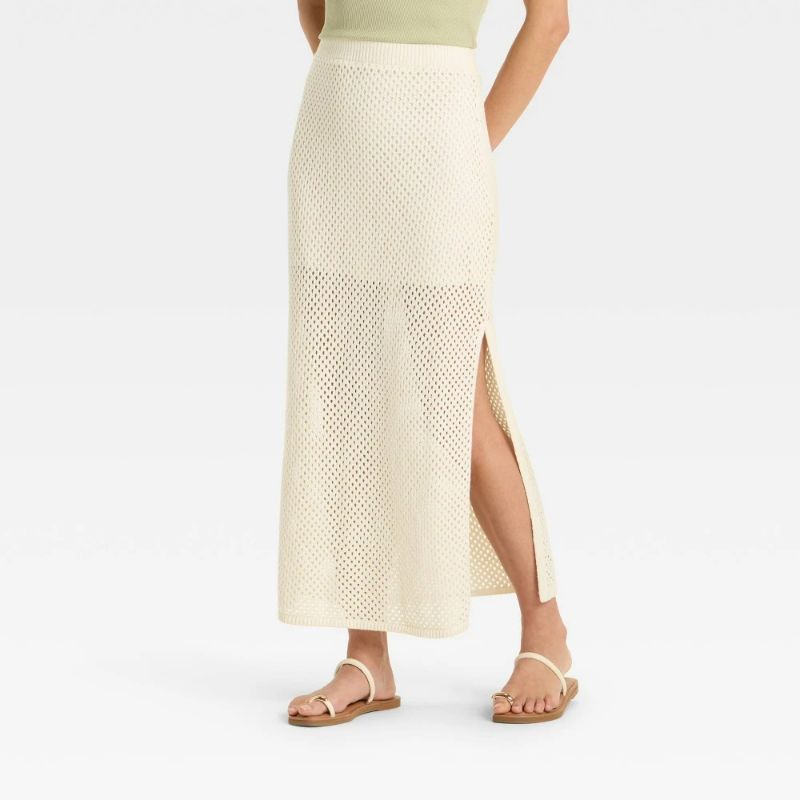 Photo 1 of L Women's Maxi Sweater Skirt Cream