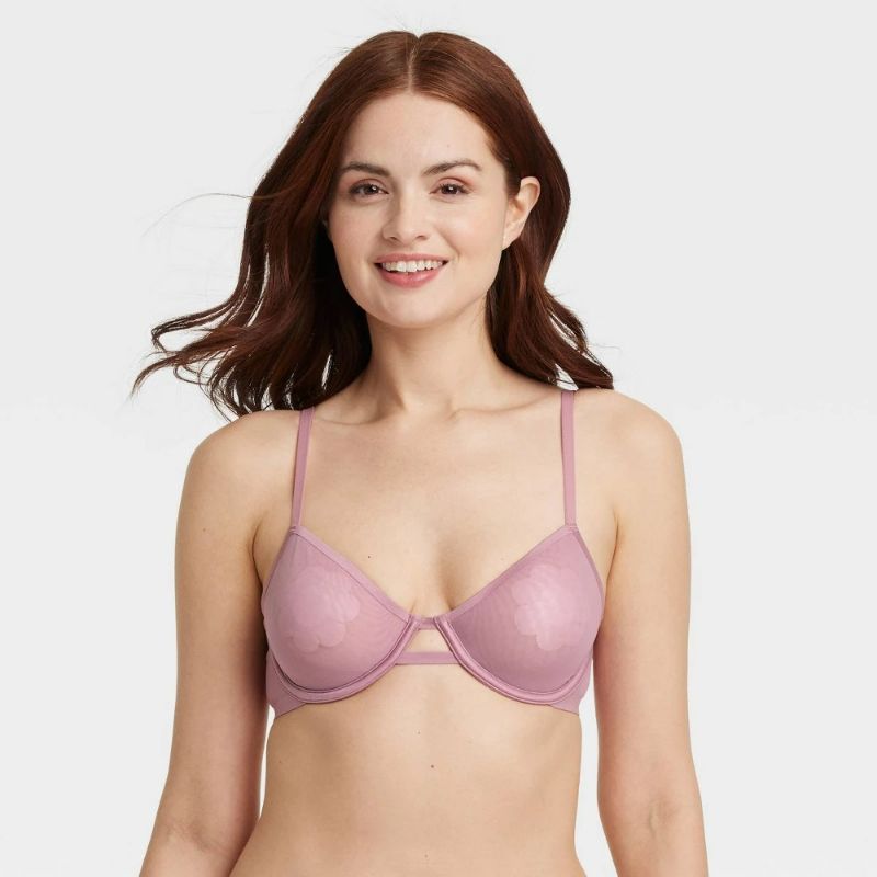 Photo 1 of 36DD Mauve omen's Mesh Unlined Demi Bra Mauve