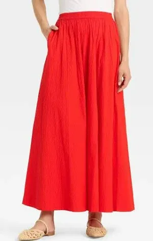Photo 1 of L Women's Maxi Picnic a-Line Skirt Red