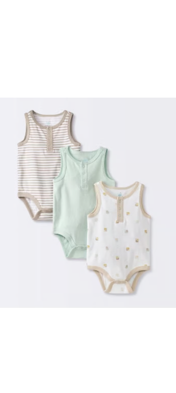 Photo 1 of 6-9M Cloud Island 3-Pack Sleeveless Bodysuits Newborn Pastel Colors