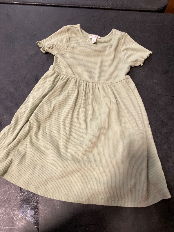 Photo 1 of 5T Toddler Girls' Short Sleeve Solid Ribbed Dress Olive Green