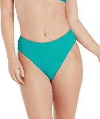Photo 1 of XS Women's Pique High Waist High Leg Medium Coverage Bikini Bottom Teal Blue