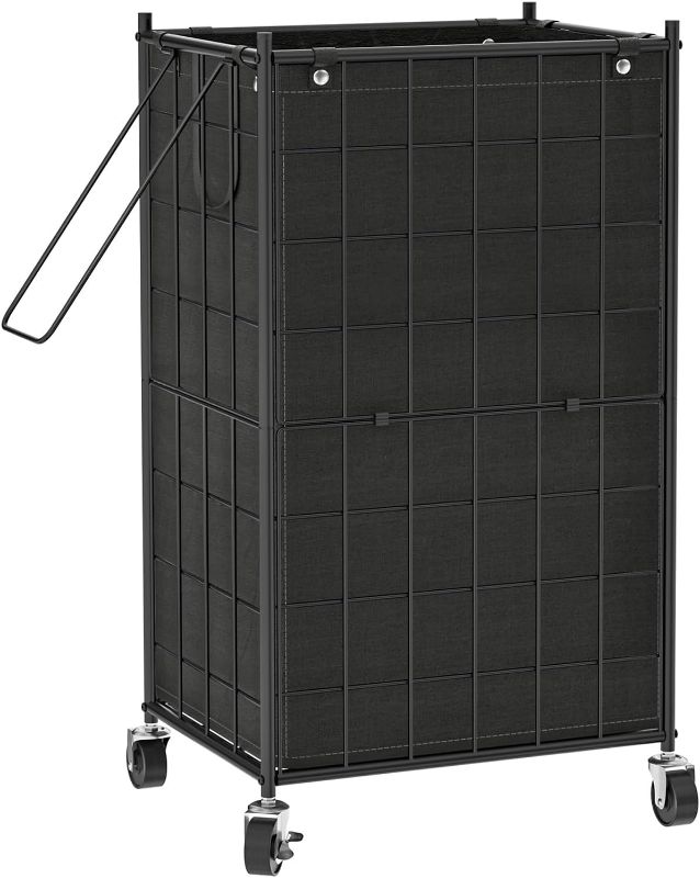 Photo 1 of Laundry Hamper with Wheels,Metal Wire Frame Rolling Laundry Basket with Removable bag,100L Dirty Clothes Hamper Organizer Dorm Room Storage for Bedroom,Bathroom,Black