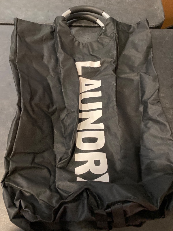 Photo 1 of 90L Large Laundry Basket, Collapsible Laundry Bag, Freestanding Tall Clothes Hamper, Foldable Washing Bin (Black)